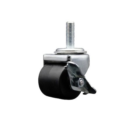 Service Caster Low Profile Polyolefin 2'' Wheel 1/2'' Threaded Stem Caster with Brake SCC-TS04S211316-POS-SLB-121315